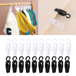 10 Pieces Plastic Swivel Hanging Laundry Hooks Clip Towel Strong Clips for Wardrobes Multipurpose Small Curtain Clip