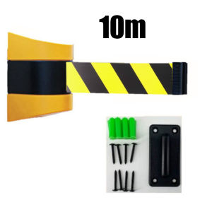 10m Fixed Wall Mount Retractable Belt Barrier Black and Yellow Safety Belt with Screws