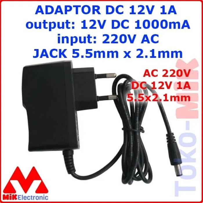 ADAPTOR DC 12V 1A OUTPUT: 12VDC DC12V 1000MA JACK 5.5MM X 2.1MM ...
