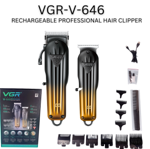 Kombo VGR V-646 Asli Pemangkas Rambut Profesional untuk Lelaki- Paparan Led Boleh Dicas Semula Gunting Rambut Pemangkas Boleh Laras Tanpa Kord Alat Pemotong Rambut Janggut Mengecas Usb