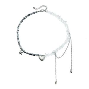 สร้อยคอจี้รูปหัวใจลูกปัดลูกปัดแบบแปลกๆทำด้วยมือโซ่ไหปลาร้าลูกปัดสำหรับอาหารค่ำงานปาร์ตี้และวันวาเลนไทน์