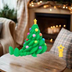 Hmeme เครื่องประดับคริสต์มาสพิมพ์ลาย3D น่ารักตั้งโต๊ะประดับต้นคริสต์มาสที่มีข้อต่อที่มีสีสันและรูปทรงที่สามารถเคลื่อนย้ายได้ของตกแต่งของขวัญคริสต์มาส