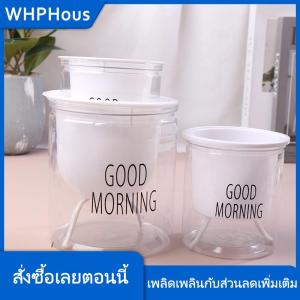 WHPHous กระถางดอกไม้ไฮโดรโปนิกส์ใส่น้ำอัตโนมัติกระถางดอกไม้พลาสติกสองชั้นใสรดน้ำด้วยตัวเองสำหรับสำนักงาน