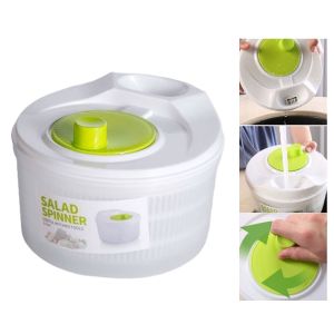 Bộ rổ nhựa tách nước rau củ quả salad quay ly tâm cỡ lớn Nhựa thực phẩm PP an toàn Kich thước 230x150x210mm