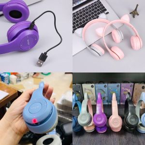 Tai Nghe mèo Bluetooth P47-M Chụp tai có Mic Headphone không dây Dễ Thương tai mèo nghe nhạc chơi game DL TECH