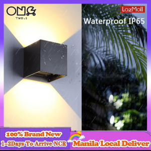 TWO.1【COD+Local Stock】 6W Nordic Wall Lamp Led COB Waterproof Aluminum Outdoor Indoor Up Down White Black Modern For Home Stairs Bedroom Bedside Bathroom Light