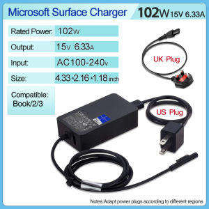 Microsoft Surface 102W 15V 6.33A  Power Adapter Original Surface Charger For  Surface Book 2/3 Surface Laptop 2/3 Surface Pro7 Pro7+ Pro8 Pro9