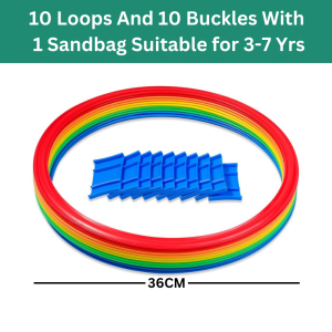 Mainan Lompatan Bulatan 36CM Untuk Kanak Kanak Aktiviti Fizikal Sensori Latihan Koordinasi dan Perkembangan Motor Kids Large 36cm 10Circles + 10Buckle Circles Senses Training Educational Sports Toys 宝宝大号36厘米10圈圈+10卡扣圈圈感统训练益智运动玩具 A666
