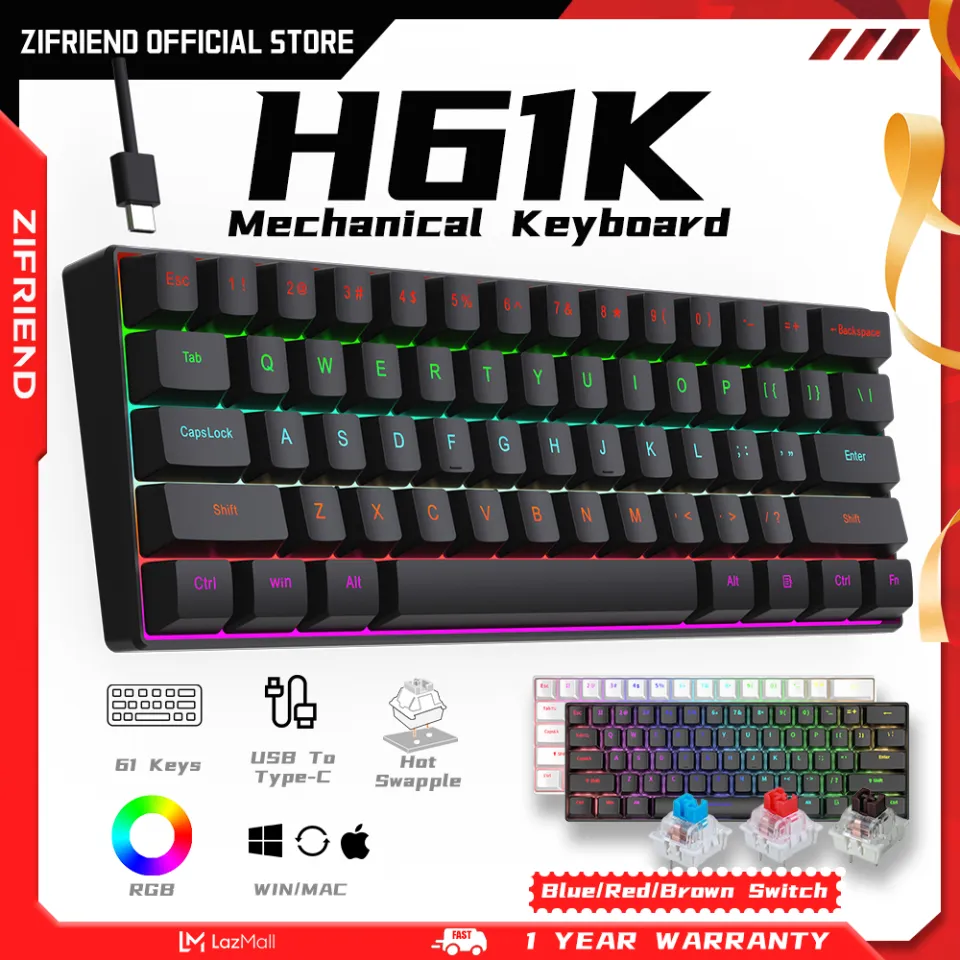 ZIFRIEND H61K 61 Keys Mechanical Keyboard Wired Mini Gaming