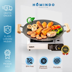 HOMINDO Alat Panggangan BBQ Grill Pan Korean Wajan Bulat Anti Lengket Serbaguna