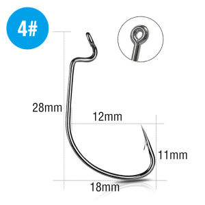 50pcs/ Set Fishing Hook Carbon Steel Wide Crank Offset Fishhook For Soft Worm Lure 5/0#-1# Bass Barbed Carp Fishing Hooks