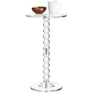 FFBH Acrylic Beaded Side Table Round Transparent Modern Simple Mesa Lateral Living Room Sofa End Table Minimalist Bedroom Home Decor 3T7R1