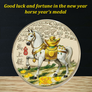 New Years Medal Horse Gold And Silver Coin New Years Fortune Medal Good Luck Medal