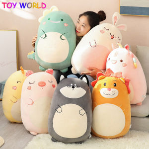 Multi-size Cute Soft Cartoon Animal Toy Dinosaur Husky Unicorn Pig Lion Pink Rabbit Little Yellow Duck Plush Doll Stuffed Toy Sleeping Hug Pillow Kid Boy Girl Birthday Gift Home Decoration