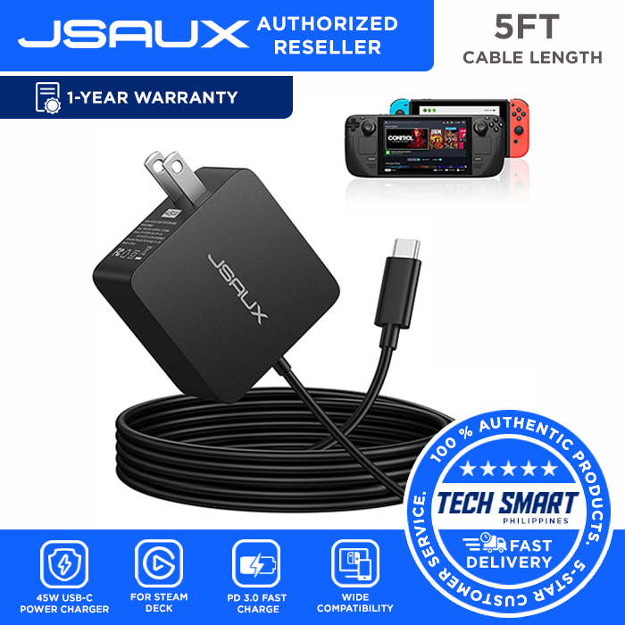 JSAUX 45W USB C Power Charger for Steam Deck, 5FT Cable Type-C PD Fast  Charger USB C Wall Adapter Compatible with Steam Deck, Switch, MacBook