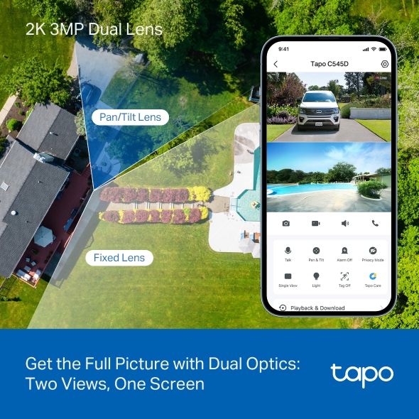 TP-Link ⚡️กล้องไวไฟ⚡️Tapo C545D กล้องวงจรปิด 2K 3MP ดูอัลเลนส์ Outdoor ...