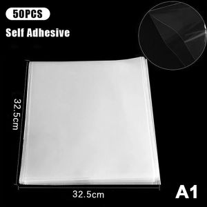 Ginca 50Pcs 12inch Clear Vinyl Record Protecter LP Vinyl Record Self Adhesive Bag Plastic Outer Sleeves For CD Tape Protect Sleeves
