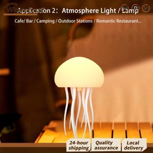[Winnereco Flagship Mall] LED Cute Jellyfish Desk Lamp RGB Ambient Night Light Rechargeable for Home Decor