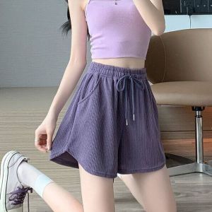 LUCKIN STORE Summer Womens Pants Ice Silk Sports Shorts 2026 Womens Thin Loose Sports Casual Versatile High Waist Khaki Wide Leg Capris