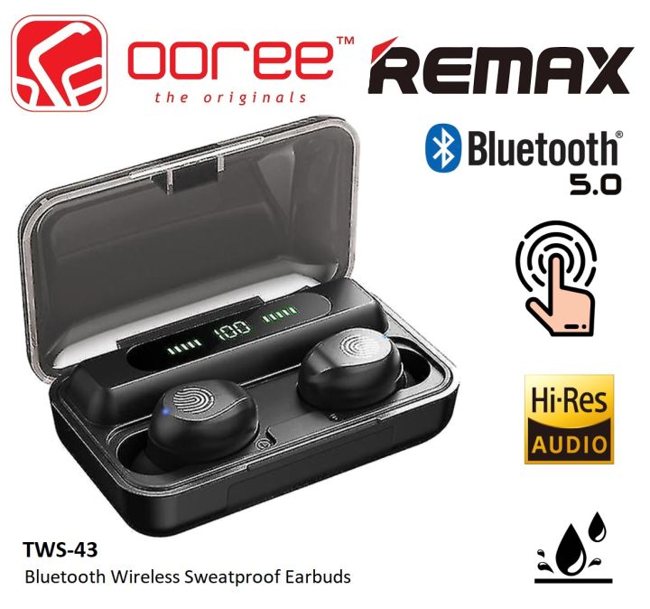 REMAX TWS-43 WIRELESS EARBUDS WITH NOISE CANCELLING SWEATPRROF