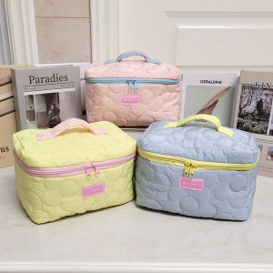 O-KAY Tas Kosmetik Puffy Pouch Premium Simple Cute Besar Pouch Makeup Serbaguna Warna Cerah: Kuning, Biru, Pink - Lazada