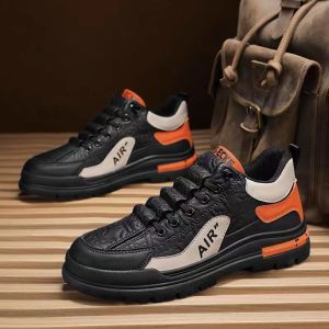 Men Korean Fashion Lace Up Sports Sneakers Thick Sole Rubber Shoes Comfortable Flat Casual Shoes For Men On Sale