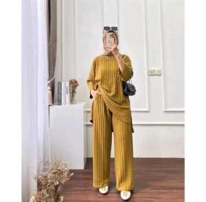 PROMO GRATIS ONGKIR ONE SET HORNET KNIT/SETCEL BAJU DAN CELANA/SETELAN WANITA MURAH PREMIUM