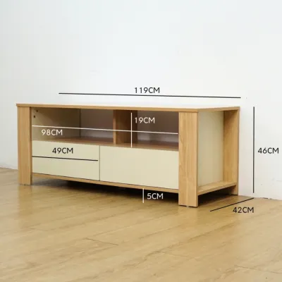 MUSE Design VICKY 120cm 2 Drawers TV Cabinet-Oak+Ivory