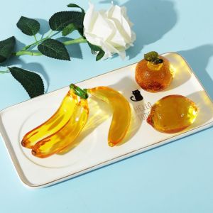 T6JOB1 Cute Crystal Fruit Figurine Handmade Mini Simulation Banana Ornaments Simple Cartoon Fruit Ornaments Collectible