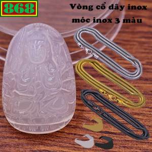 Mặt dây chuyền Phật Thiên thủ thiên nhãn mã não trắng 2.2 x 3.6cm 2.9 x 4.5cm kèm vòng cổ dây chuyền inox rắn + móc inox Phật bản mệnh Quan âm bồ tát