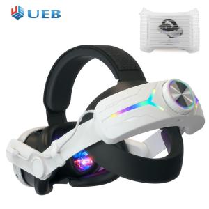 RGB Head Strap Comfortable Adjustable VR Head Strap Reduce Pressure with 8000mAh Battery Rechargeable for Meta Quest 3