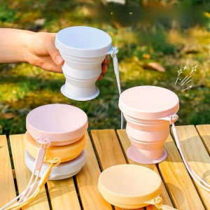 200ml Travel Folding Cup Telescopic Cup Portable Outdoor Camping Hotel Drinking Cup Silicone Foldable Retractable Water Cup