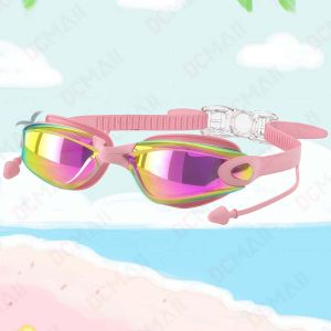 แว่นตาว่ายน้ำ HD ผู้ใหญ่ป้องกันหมอกชุบ แว่นตาว่ายน้ำสำหรับผู้ชายและผู้หญิง ซิลิโคนแว่นตาว่ายน้ำกันน้ำ **ไม่มีกล่อง**