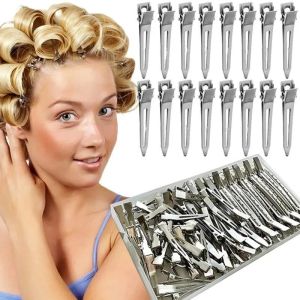 10/20Pcs Styling Hair Clips Silver Metal Duck Billed Hair Clips for Women Styling Sectioning Duckbill Long Hair Clips Pin Curl Clips for Hair Alligator Roller Clip with Case