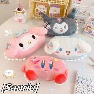 Kawaii Sanrio Plush Stationery Bag Cartoon Kuromi My Melody Cinnamoroll School Supplies Pencil Case Coin Purse Cosmetic Bag Gift