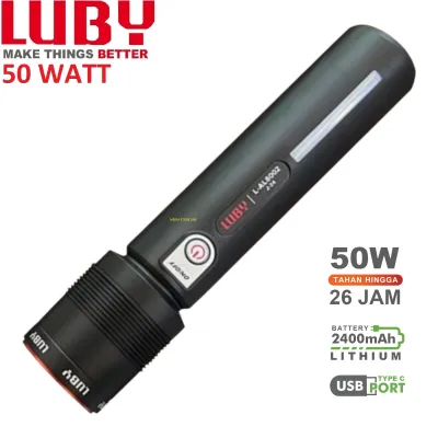 SENTER LED ZOOM 50W LUBY L-AL8002 - 4 MODE CAHAYA - COB - BATERAI 2.600mAh -LITHIUM -PREMIUM EDITION