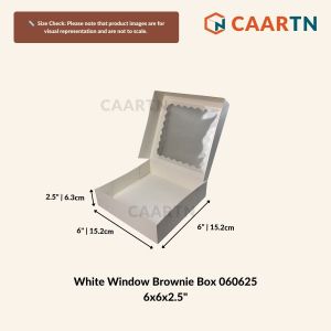 CAARTN 6" | 8" | 9" 10" 12" Brownie Box Window Tart Box for Pizza | Cakes | Pie | Gift Box | Parties