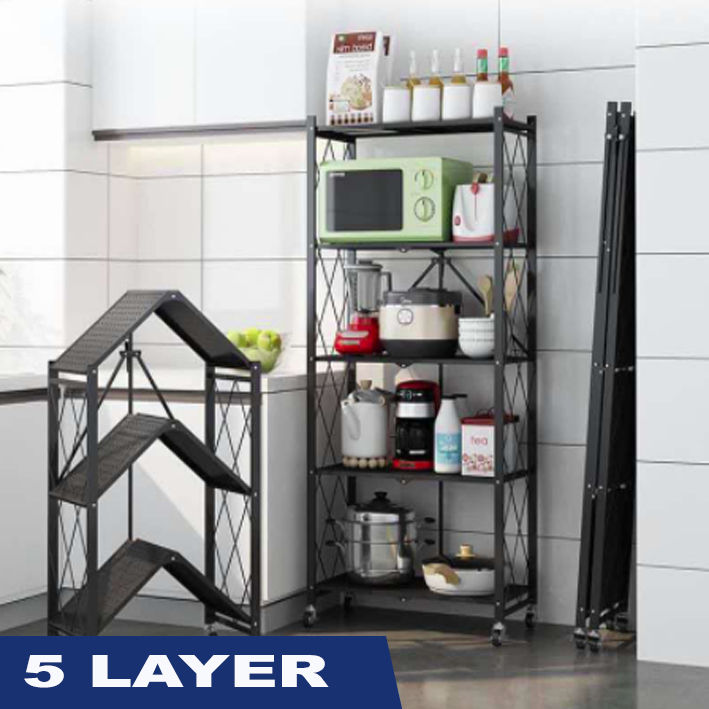 5 Layer Heavy Duty Multi-Purpose Foldable/Collapsable Storage Rack 5 Ft 2 inch High