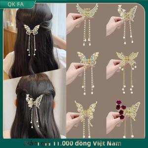 QK FA ✨ Tinh tế Rhinestone bướm tua tóc Claw Clip Hàn Quốc mới ponytail Braid ngọc trai Kẹp Tóc Cô Gái cua kim loại mũ Quà Tặng