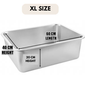 Stainless Steel Cat Litter Box Extra Large Capacity Cat Toilet Litter Tray Open Top Pet Litter Tray Cat Litter Container Easy to Clean
