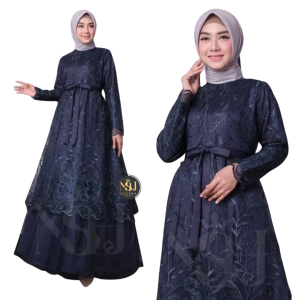 OOTD Premium Murah Lengan Panjang Gaun Maxi Gamis Wanita Muslim Perempuan Dewasa brukat gamis 2025 elegan mewah long dress