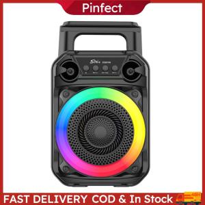 Portable Bluetooth Speaker with RGB Lights and Microphone for Karaoke Indoor and Outdoor Use