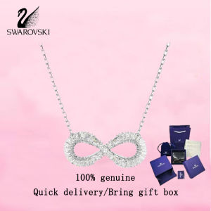 💎 Swarovski 💎 Womens fashion necklace S925 sterling silver infinity white diamond 5679434 hyperbola pendant necklace Valentines Day gift Birthday gift