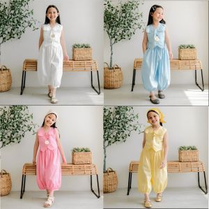 SETELAN ANAK PEREMPUAN OLIVIA SET 3-12 TAHUN ONE SET ANAK CEWEK BAHAN KATUN LINEN