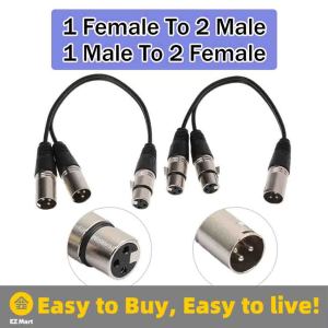 【Fast Shipping】 3-Pin XLR Female Jack To Dual 2 Male /Male To Dual Female Plug Y Splitter Cable Adaptor Cord 1ft 3P XLR Extension Cord Wire Connector Lines for Mic XLR-Y-Splitter-Female