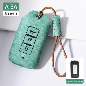 Denim Grain Leather Smart Car Key Fob Cover Case Chain Remote Shell Holder Full Protection Bag Keychain For Mitsubishi Lancer ASX Mirage G4 Attrage Xpander Cross Outlander Pajero Montero Sport Strada Triton L200 Galant