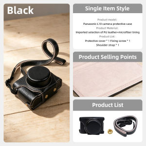 【NEW F】Camera Protective Case for Lumix L10 Leather Protection Base Pouch Bag Full Kit with Shoulder Strap Wrist Handy Waterproof Retro