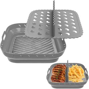 GUTUN ใช้ซ้ำได้ ถาดทอดอากาศซิลิโคน กลม/สี่เหลี่ยม พับเก็บได้ แผ่นรองหม้ออบ อเนกประสงค์อเนกประสงค์ ทนความร้อนทน หม้อทอดซิลิโคนอากาศ อุปกรณ์เสริมหม้อทอดอากาศ