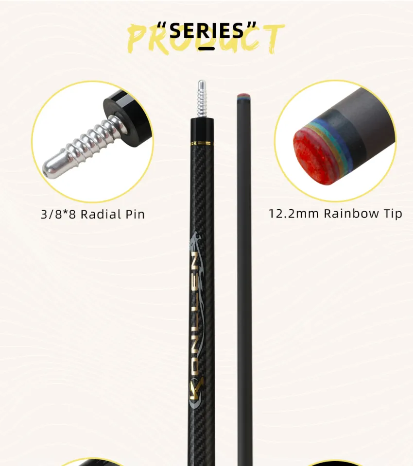 KONLLEN Billiard KL-3K Carbon Fiber Pool Cue Stick 12.2mm Tip 3*8