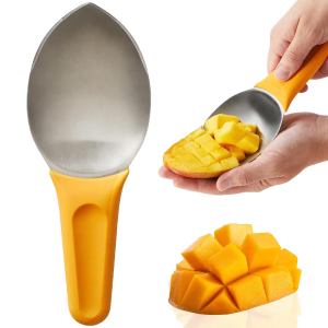 JS SHOP 1pc Stainless Steel Mango Peeler Fruit Meat Remover Spoon Mango Slicer Peel Fruit Core Separator/Fruit Tools Mango Cutter